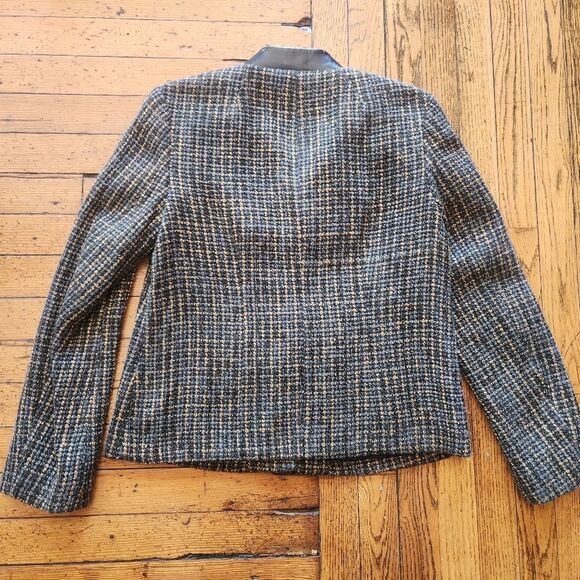 Pendleton Vintage Pleather Trim Tweed Blazer Jacket Green, Gold & Black Size 10 - Picture 4 of 10